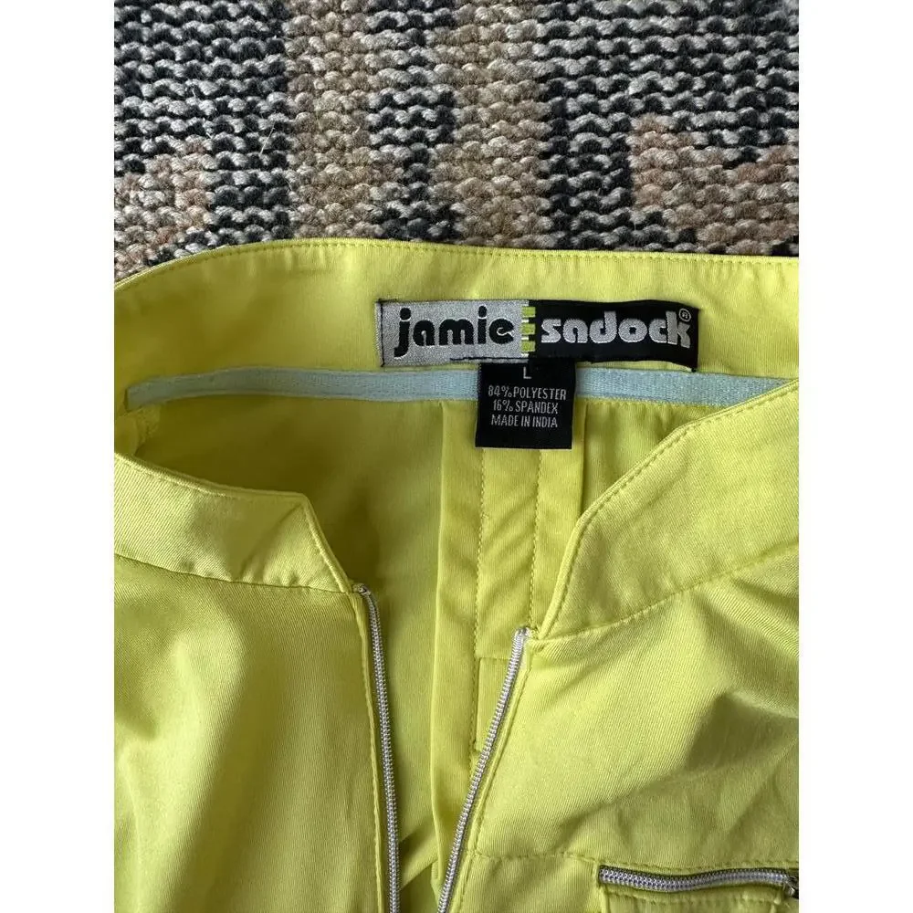 Jamie Sadock Women's Golf Outfit - Sporty Yellow Top & Blue Printed Skirt - Picture 2 of 3